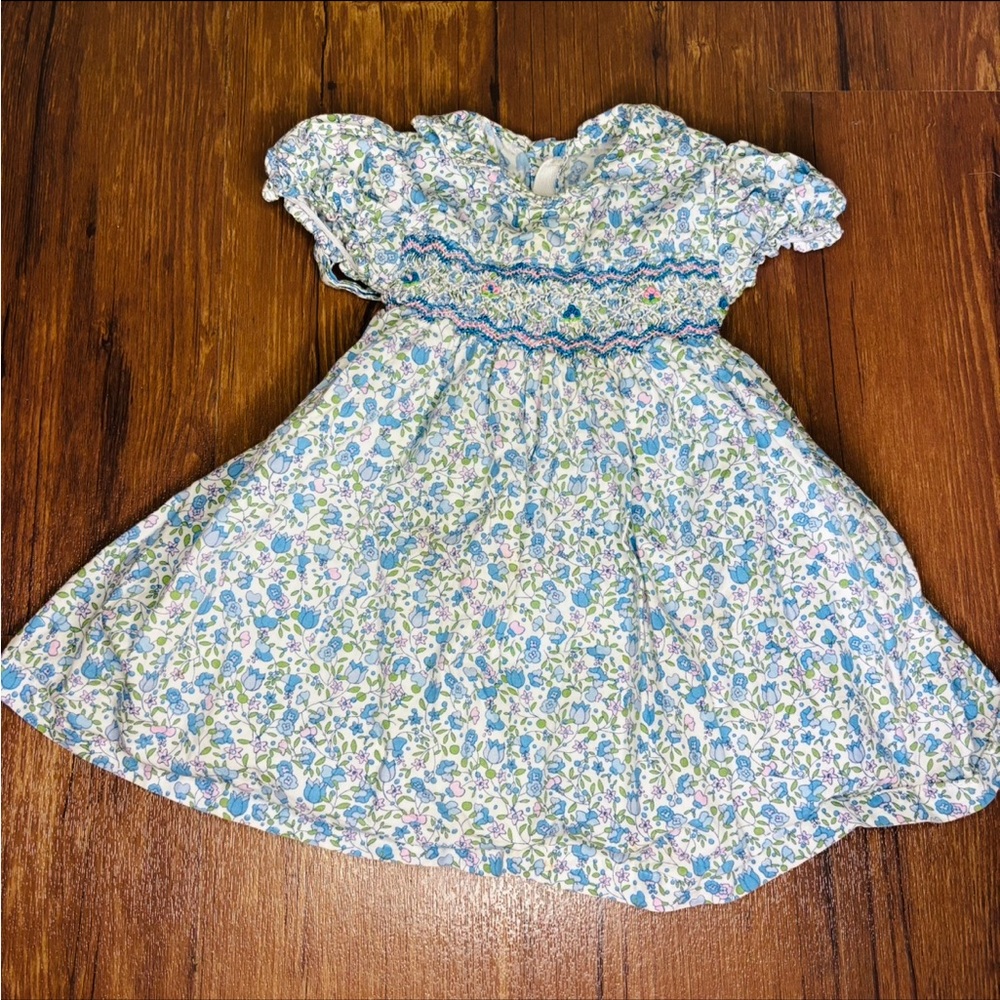 Vintage Baby Girls Floral Spring Dress 9m 100% Cotton